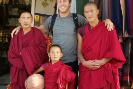 men stand together with basketball in tibet 